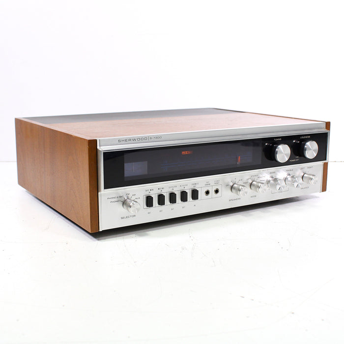 Sherwood S-7300 Vintage Stereo Receiver with Wooden Case Silver-Face (1972)-Audio & Video Receivers-SpenCertified-vintage-refurbished-electronics