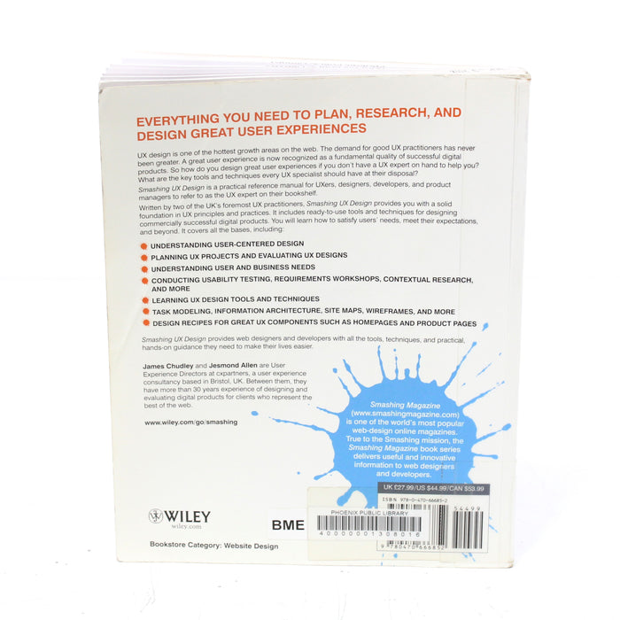 Smashing UX Design by James Chudley and Jesmond Allen Paperback Book (2012)-Books-SpenCertified-vintage-refurbished-electronics