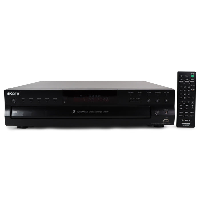 Sony CDP-CE500 5-Disc Carousel CD Changer w/ USB Port, Modern Design and Optical Digital Audio (LATEST SONY MODEL)-Electronics-SpenCertified-refurbished-vintage-electonics