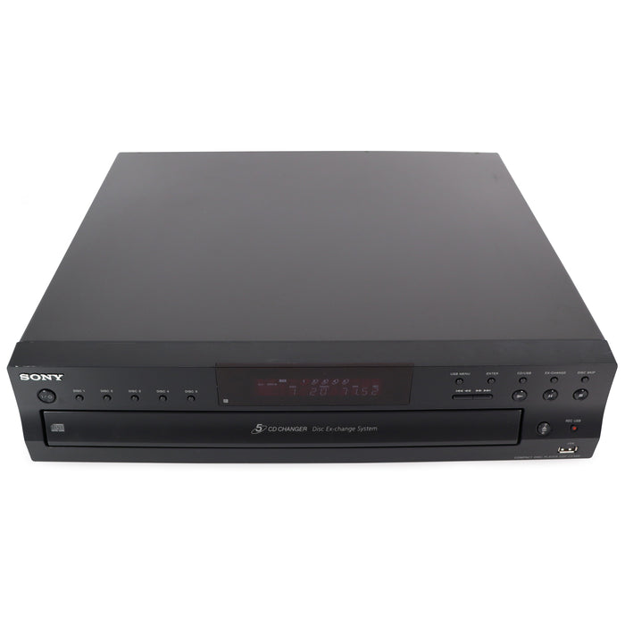 Sony CDP-CE500 5-Disc Carousel CD Changer w/ USB Port, Modern Design and Optical Digital Audio (LATEST SONY MODEL)-Electronics-SpenCertified-refurbished-vintage-electonics