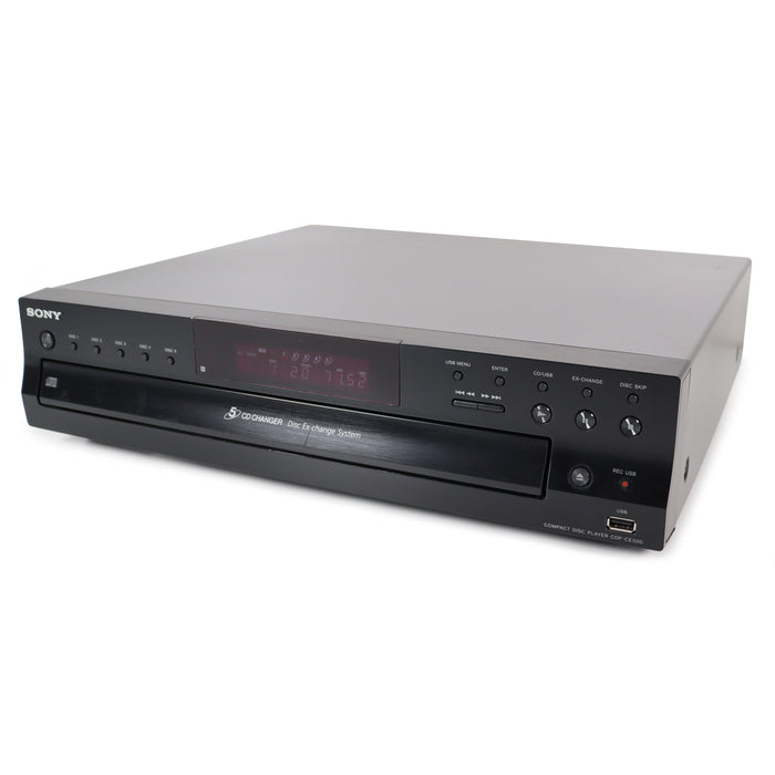 Sony CDP-CE500 5-Disc Carousel CD Changer w/ USB Port, Modern Design and Optical Digital Audio (LATEST SONY MODEL)-Electronics-SpenCertified-refurbished-vintage-electonics
