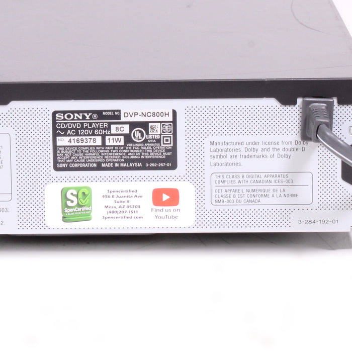Sony DVP-NC800H 5-Disc Carousel DVD/CD Changer 1080p HDMI Upconversion-DVD & Blu-ray Players-SpenCertified-vintage-refurbished-electronics