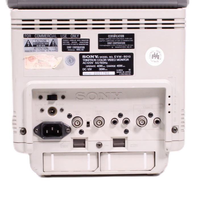 Sony EVM-8010 Portable 8" Trinitron CRT Monitor Video8 Player Recorder (AS-IS??)-Televisions-SpenCertified-vintage-refurbished-electronics