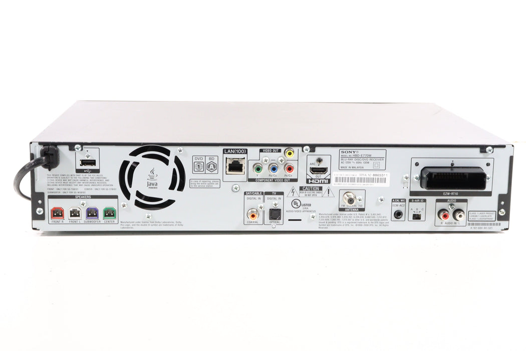 Sony HBD-E770W Blu-Ray Disc DVD Receiver for Home Theater System