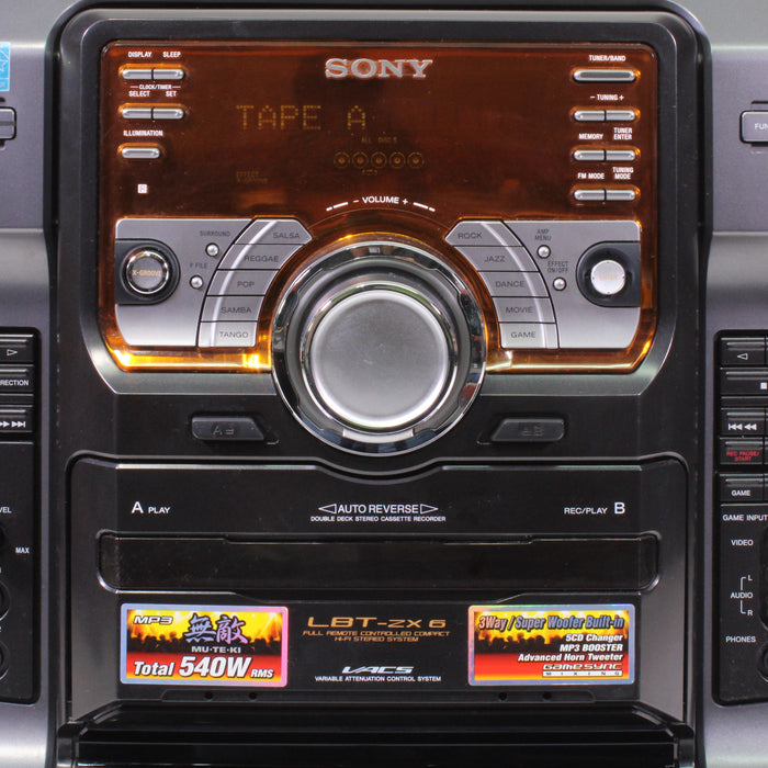 Sony HCD-ZX6 5-Disc CD Changer Dual Cassette AM/FM Stereo System with Phono (2007)-CD Players & Recorders-SpenCertified-vintage-refurbished-electronics