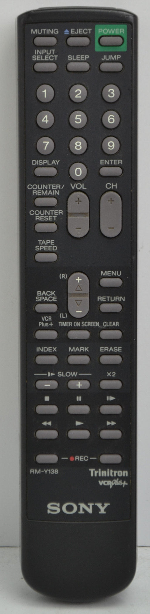 Sony RM-Y138 Trinitron VHS Player VCR/TV Remote Control KV0VM30 KV136VM30 KV13TR28 KV13VM30 KV13VM31 KV20BM30 KV20M30 KV20MV30 KV20VM KV20VM30 KV30M30 P52150CPN02 SJV20VM30-Remote-SpenCertified-refurbished-vintage-electonics