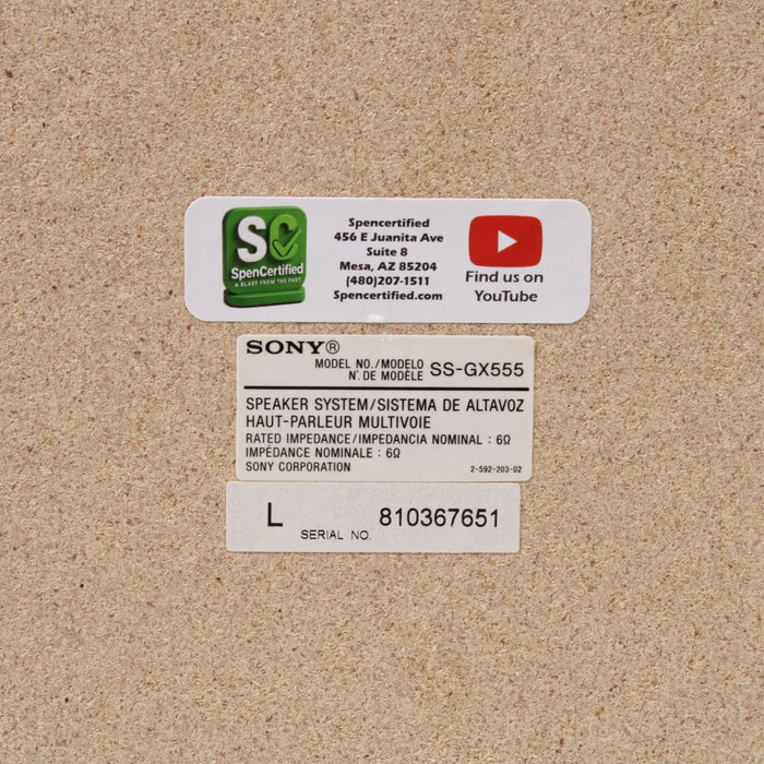 Sony SS-GX555 3-Way Bookshelf Speakers Vintage-Speakers-SpenCertified-vintage-refurbished-electronics