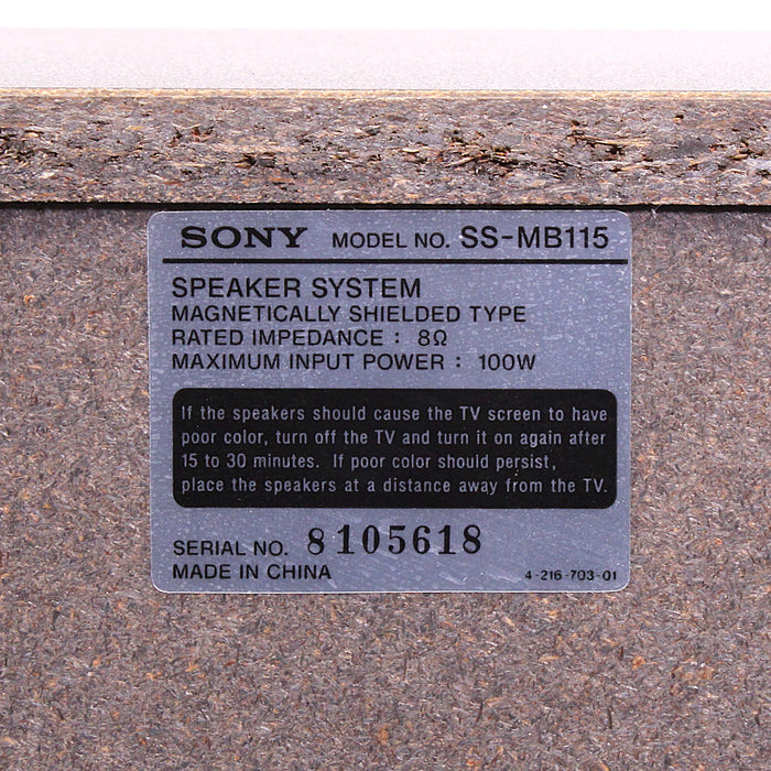 Sony SS-MB115 Bookshelf Speaker Pair 100W 8 Ohms-Speakers-SpenCertified-vintage-refurbished-electronics