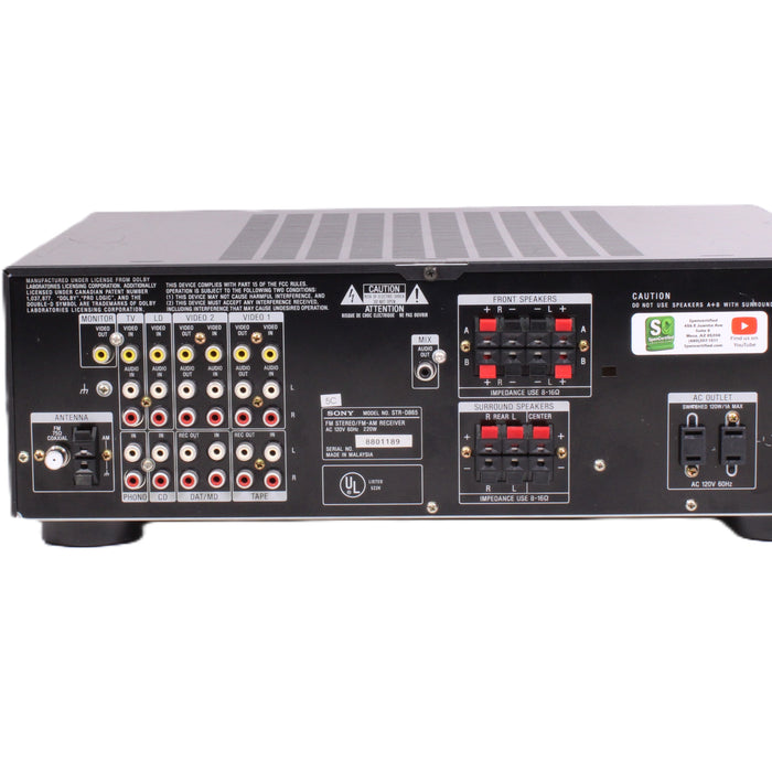 Sony STR-D865 Receiver Phono AM/FM Radio (No Remote)-Audio & Video Receivers-SpenCertified-vintage-refurbished-electronics