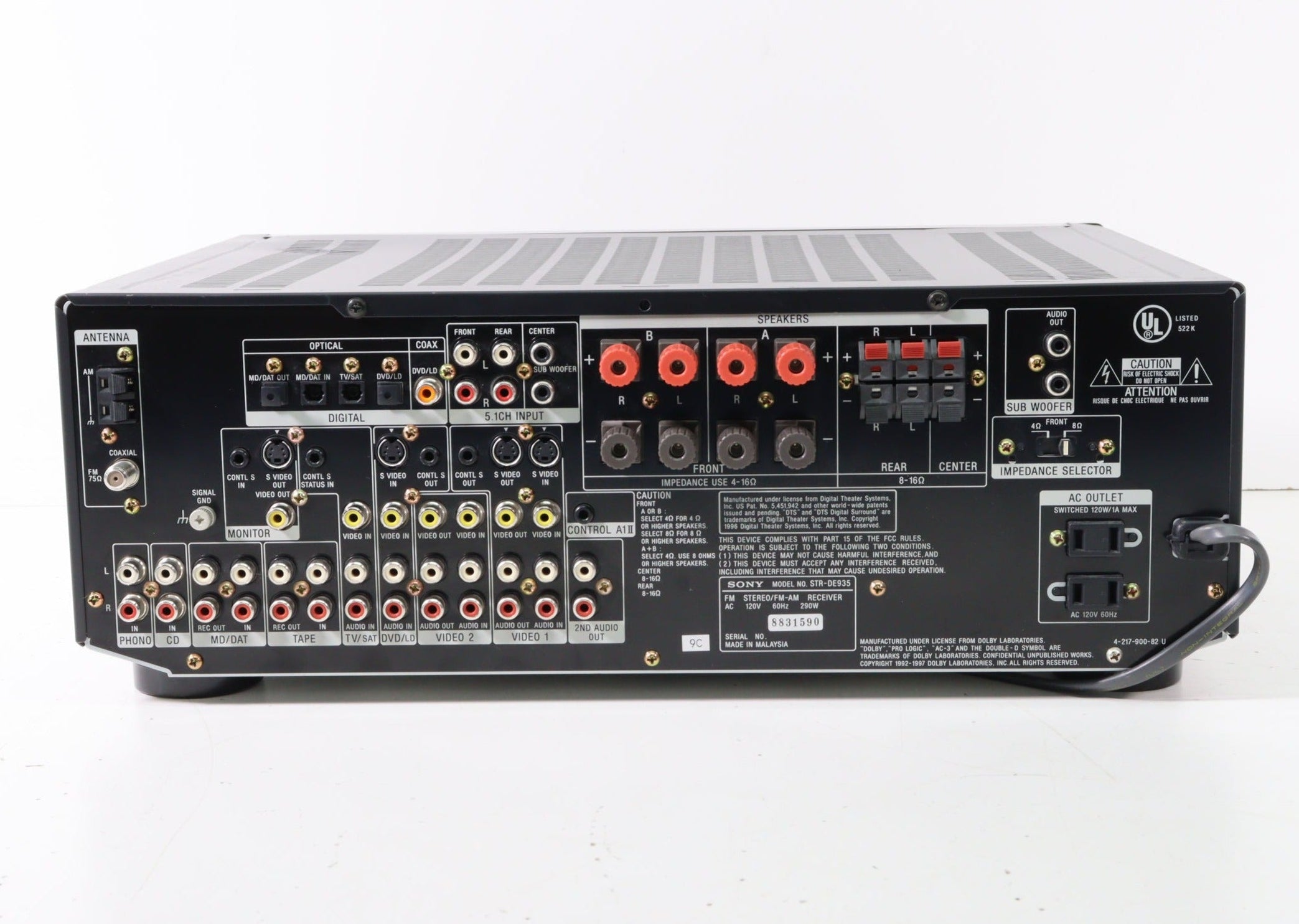 Sony STR-DE935 AV Control Center FM AM Stereo Receiver (NO REMOTE ...