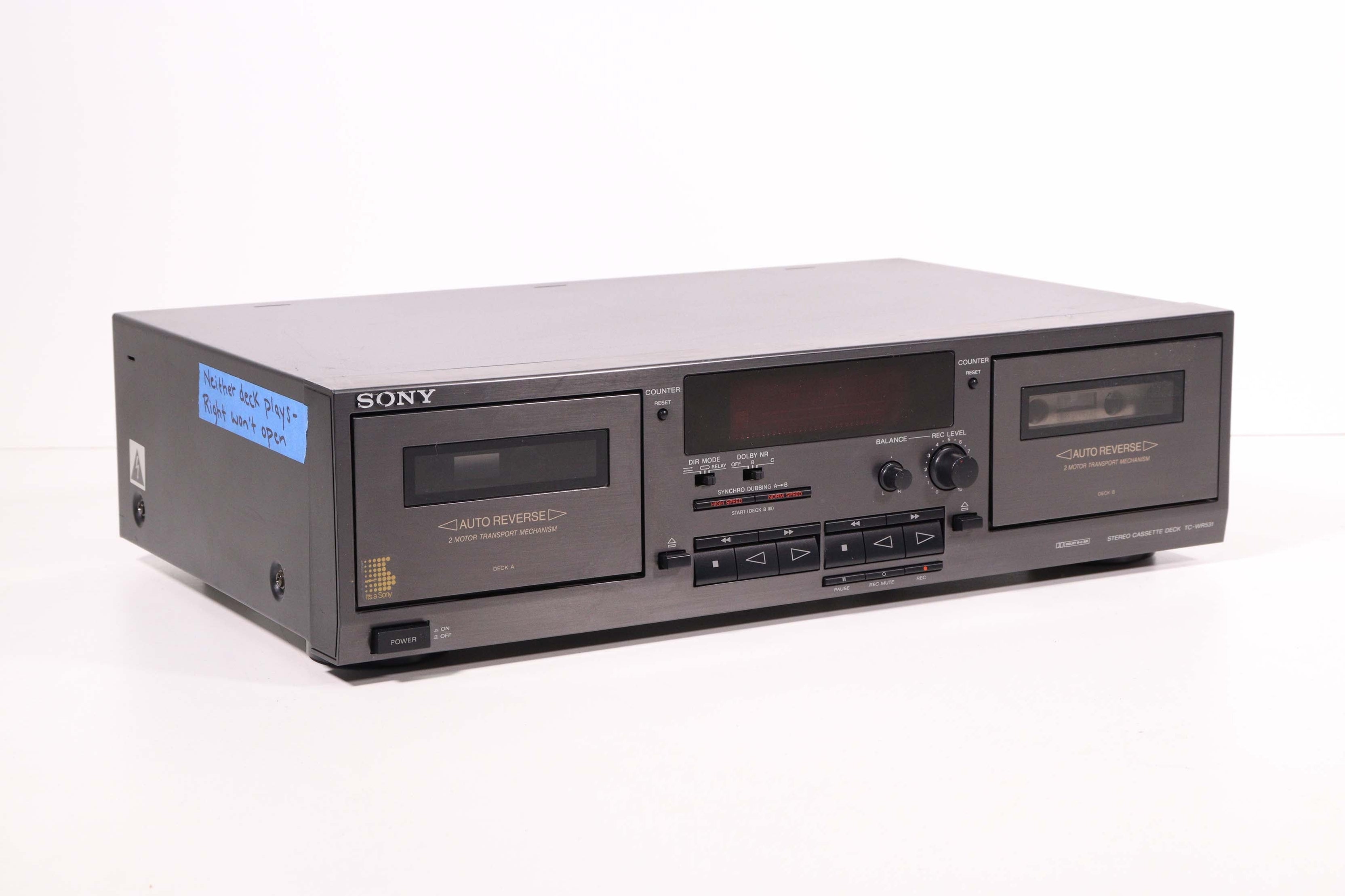 Sony TC-WR531 Dual Stereo Cassette Deck Player Recorder (AS IS ...