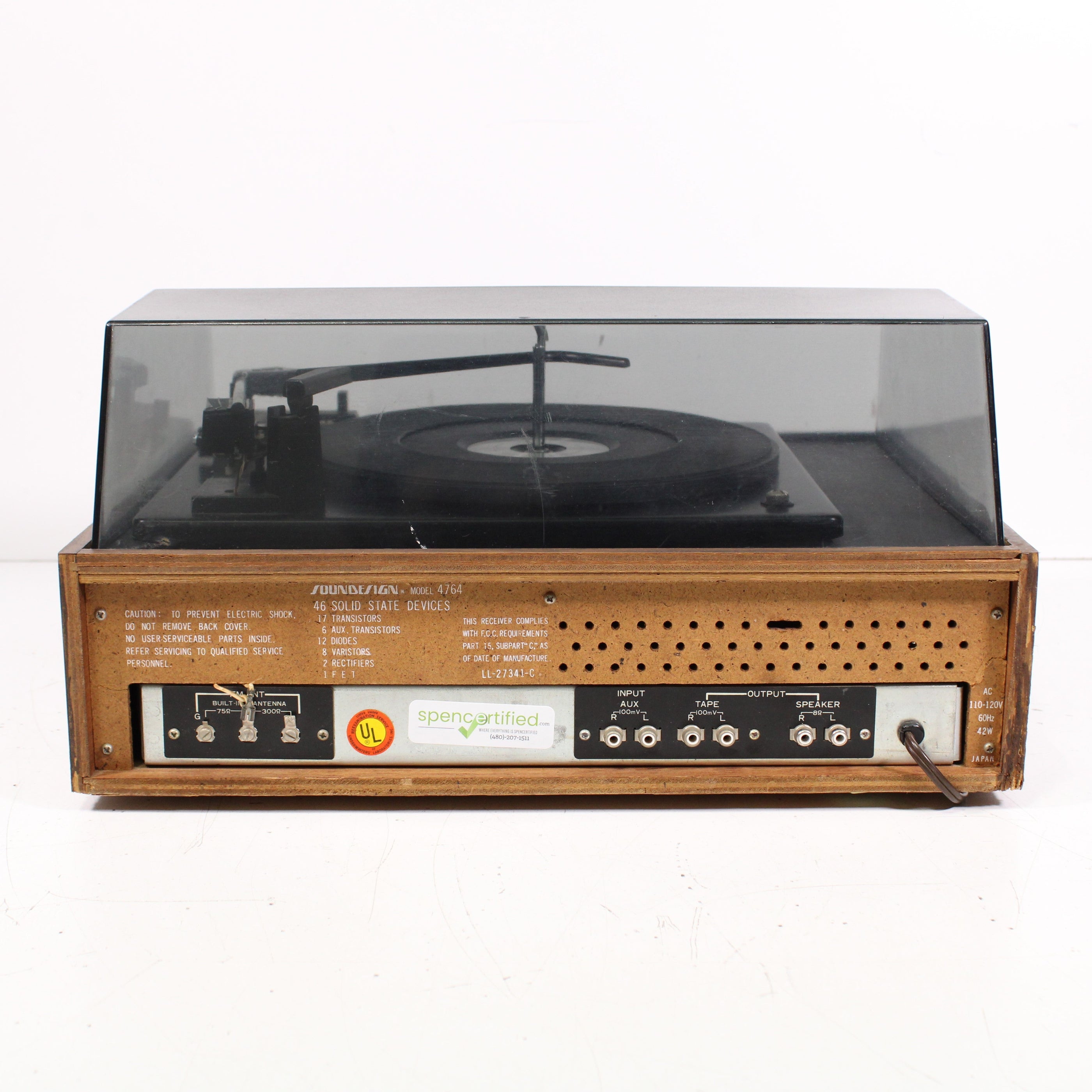 Soundesign 4764 AM FM Stereo Multiplex System Turntable with 8 Track P ...