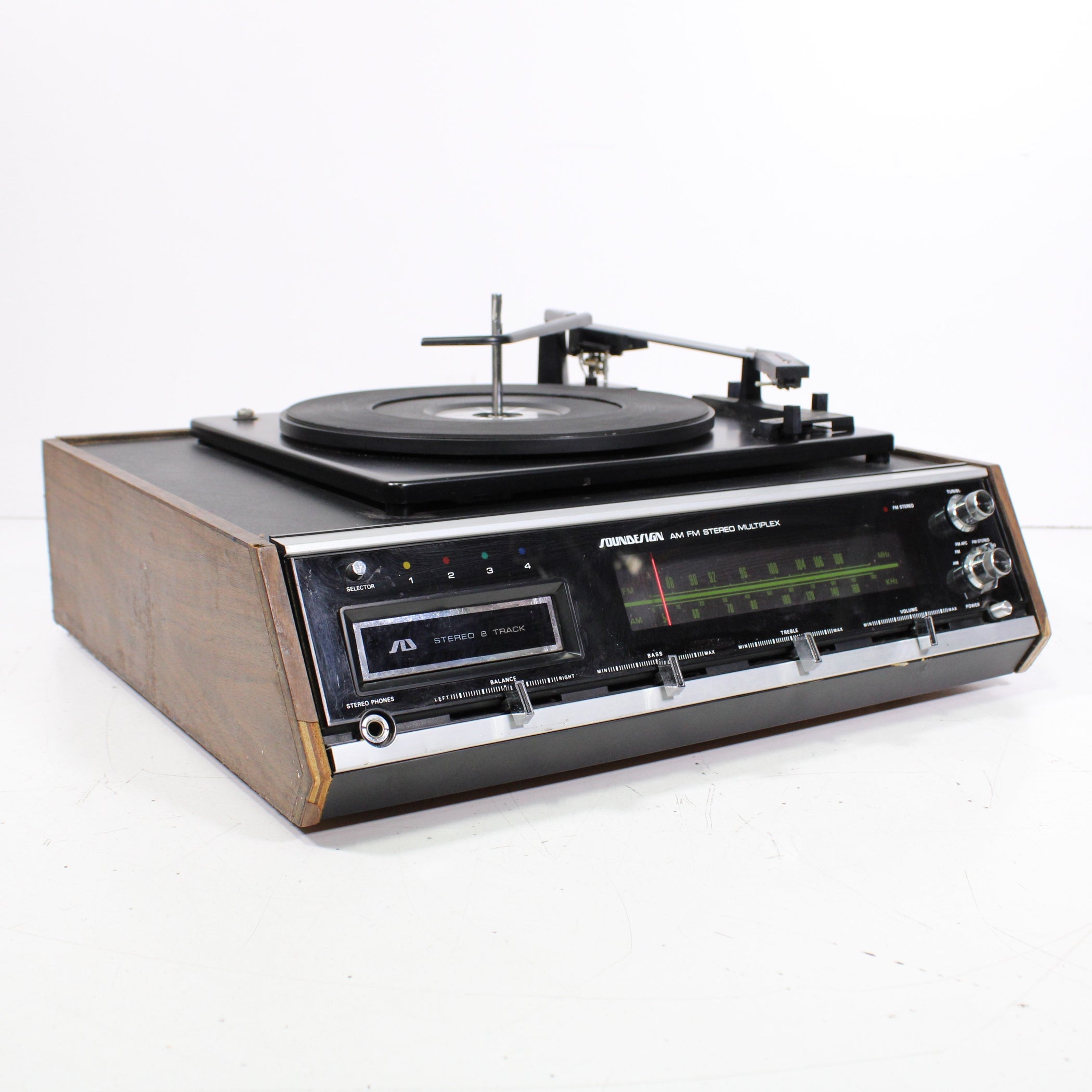 Soundesign 4764 AM FM Stereo Multiplex System Turntable with 8 Track P ...