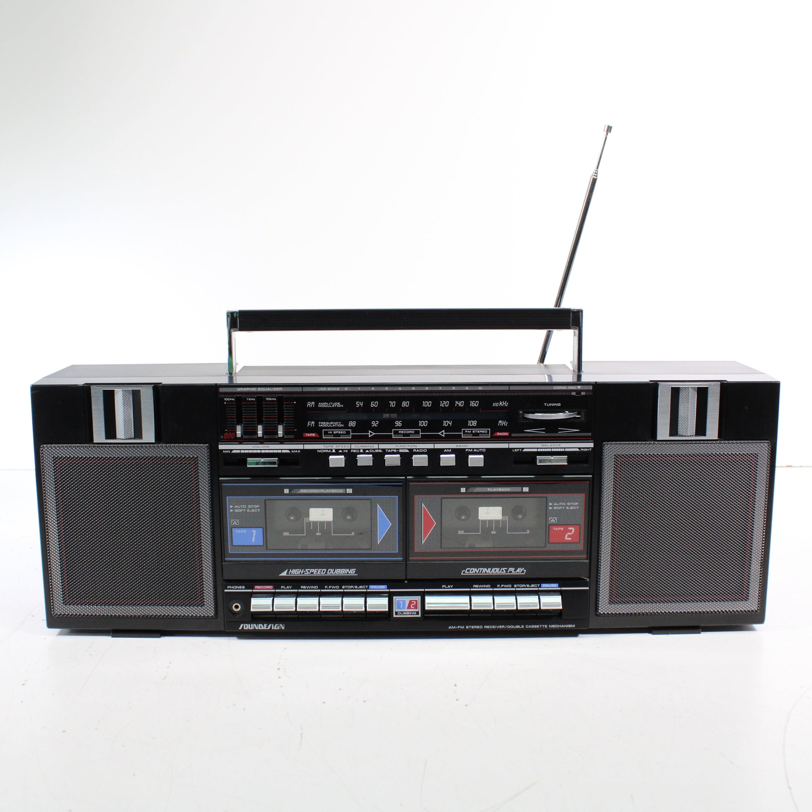 Sound Design Boom Box Soundesign 4776 Boombox AM FM Radio Double Cassette System — SpenCertified
