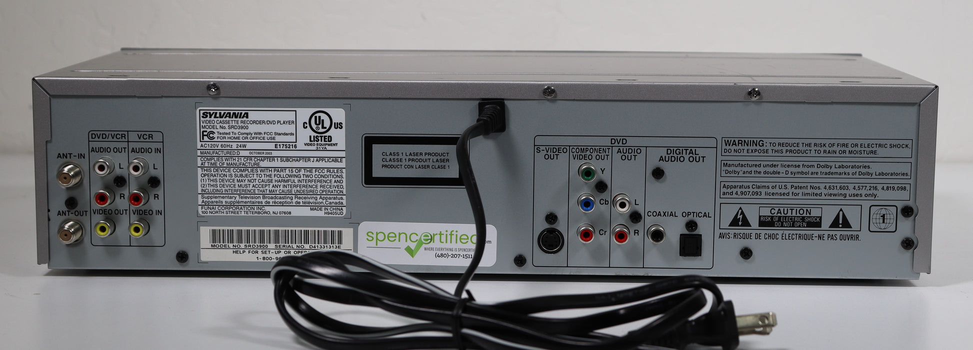 Sylvania Video Cassette Recorder DVD Player Combo System SRD3900-VCRs-SpenCertified-vintage-refurbished-electronics