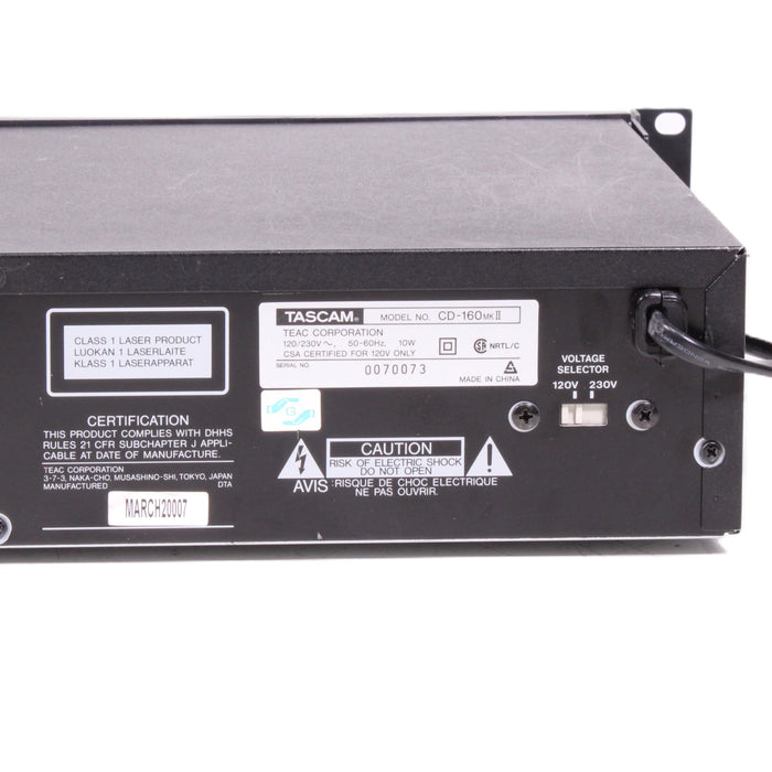 TASCAM CD-160MKII Professional CD Player Rack Mount (2007)-Electronics-SpenCertified-vintage-refurbished-electronics