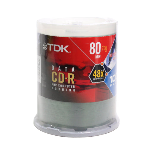 TDK CD-R 100 Pack 700MB 80Min 48X Recordable Black Media Discs (NEW, SEALED)-CDs-SpenCertified-vintage-refurbished-electronics
