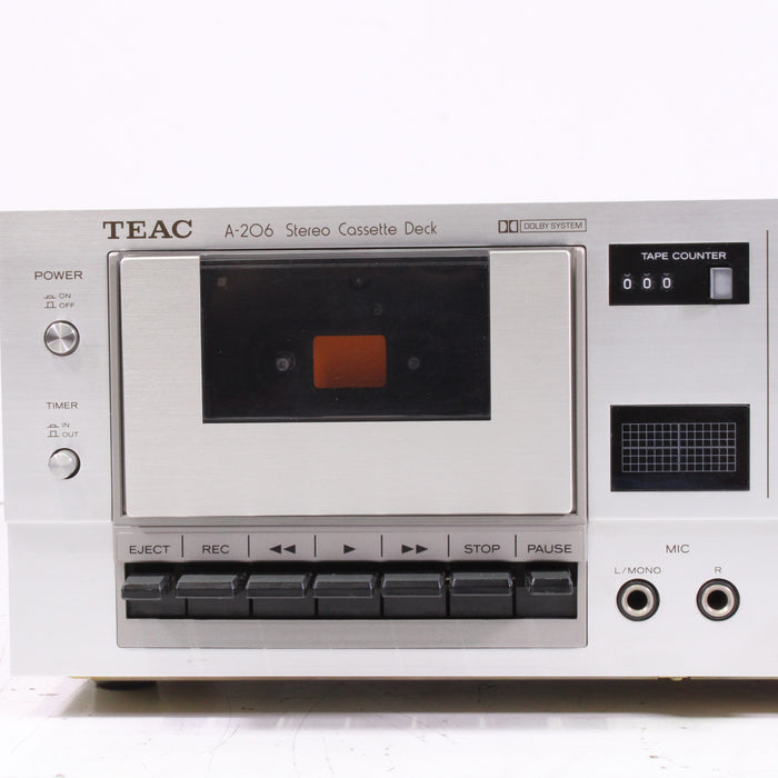TEAC A‑206 Stereo Cassette Deck with Dolby System (1980s)-Cassette Players & Recorders-SpenCertified-vintage-refurbished-electronics