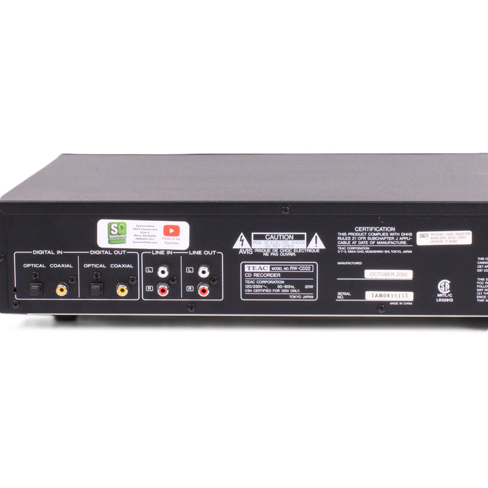 TEAC RW-CD22 Dual CD Recorder Player CD-R CD-RW Digital Audio Recorder (2000) AS-IS??-CD Players & Recorders-SpenCertified-vintage-refurbished-electronics