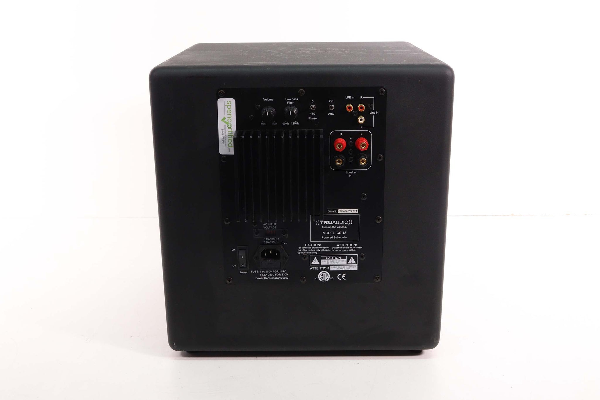 TRUAUDIO CS12 Powered Subwoofer (Damage to woofer)