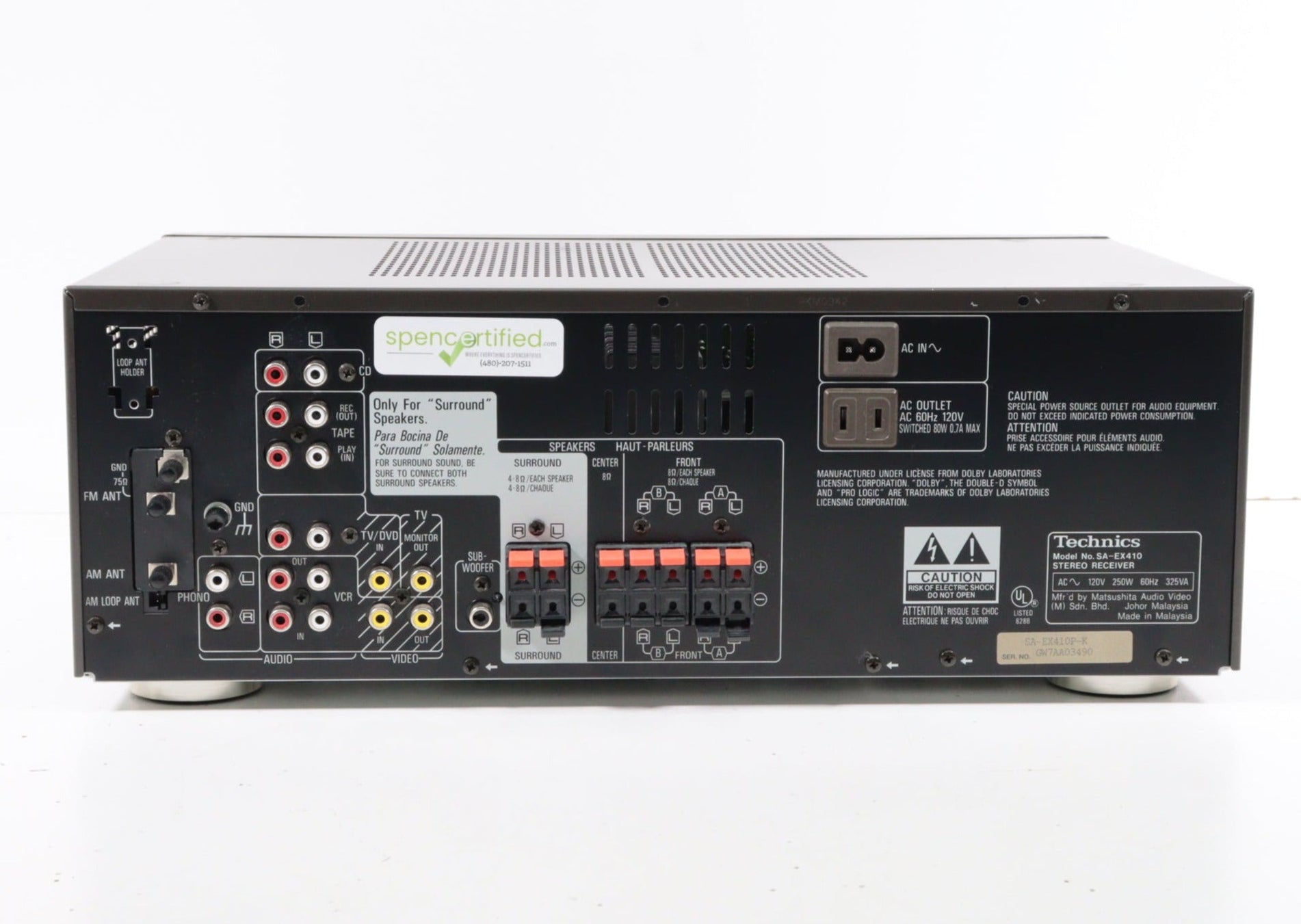 Technics SA-EX410 AV Control Stereo Receiver (NO REMOTE) — SpenCertified