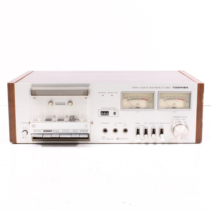 Toshiba PC-4360 Vintage Stereo Cassette Deck Silver Face Wood Case-Cassette Players & Recorders-SpenCertified-vintage-refurbished-electronics