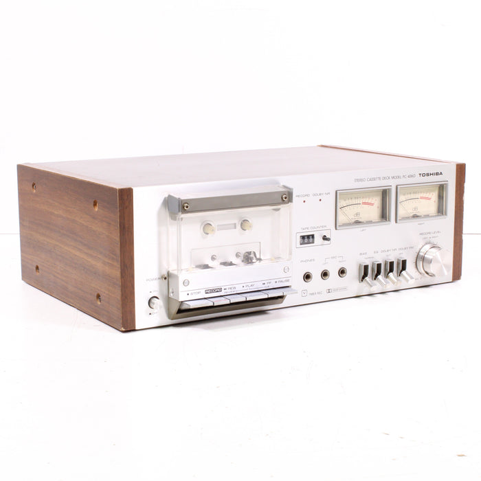 Toshiba PC-4360 Vintage Stereo Cassette Deck Silver Face Wood Case-Cassette Players & Recorders-SpenCertified-vintage-refurbished-electronics