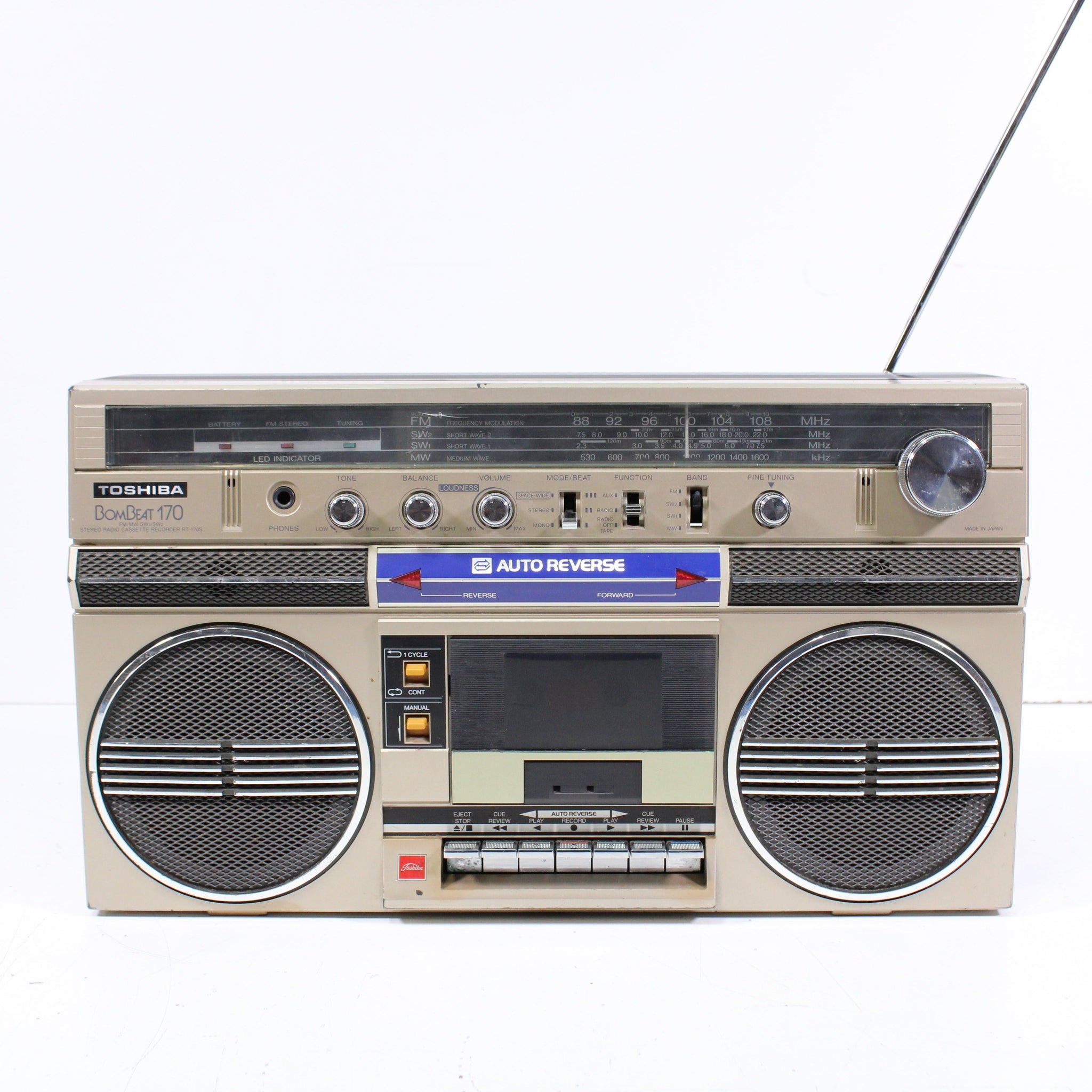 Toshiba RT-170S 4-Band Stereo Radio Cassette Recorder AM FM SW1 SW2 (A