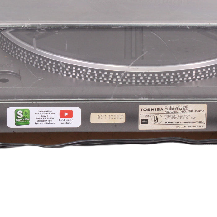Toshiba SR-F451 Fully Automatic Belt-Drive Turntable S-Shaped Tonearm (AS-IS??)-Turntables & Record Players-SpenCertified-vintage-refurbished-electronics