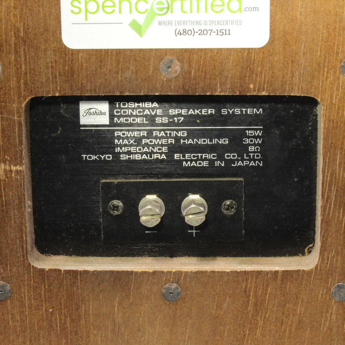 Toshiba SS-17 Vintage Concave Speaker System Pair (1972-1976)-Speakers-SpenCertified-vintage-refurbished-electronics