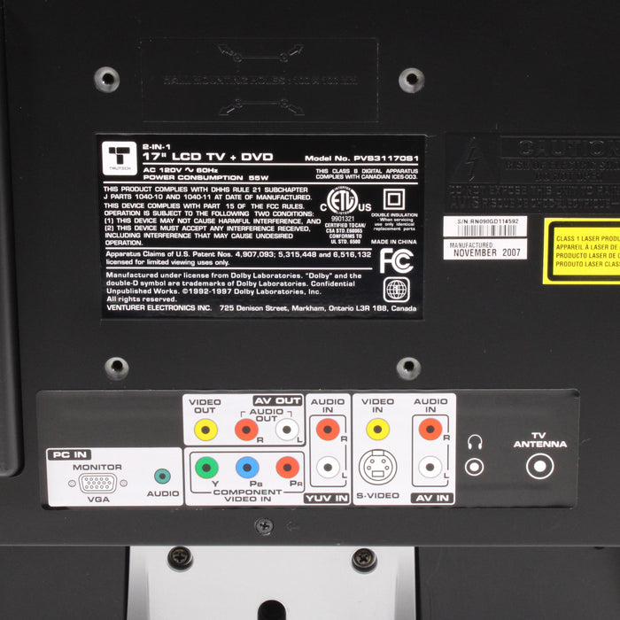 Trutech PVS31170S1 2-in-1 17" LCD TV Monitor with DVD Player (2007)-Televisions-SpenCertified-vintage-refurbished-electronics