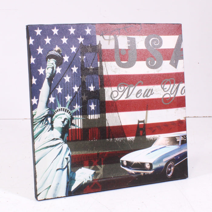 USA Patriotic Wall Art Statue of Liberty & American Flag Canvas Print-Painting-SpenCertified-vintage-refurbished-electronics