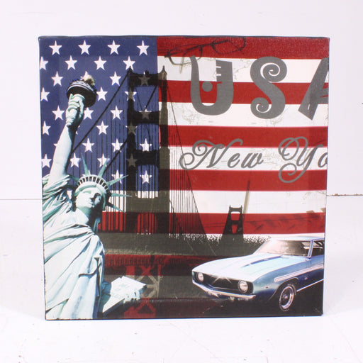 USA Patriotic Wall Art Statue of Liberty & American Flag Canvas Print-Painting-SpenCertified-vintage-refurbished-electronics
