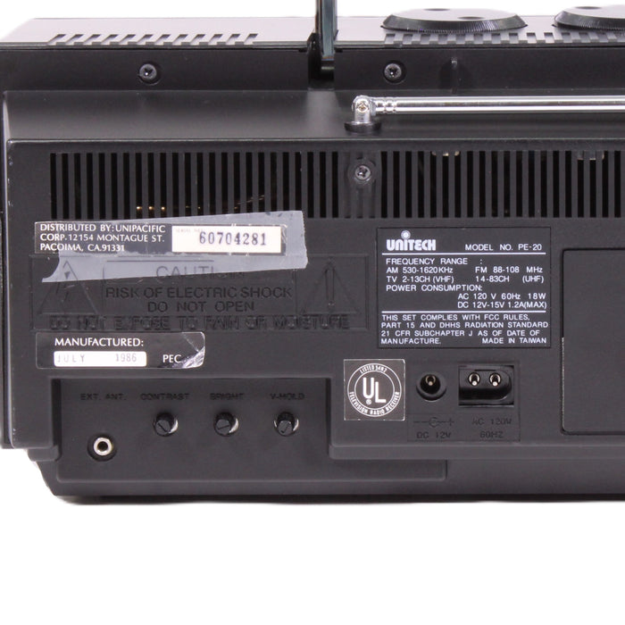 Unitech PE-20 Portable AM/FM Radio Cassette Player Recorder Boombox Stereo (1986)-Cassette Players & Recorders-SpenCertified-vintage-refurbished-electronics