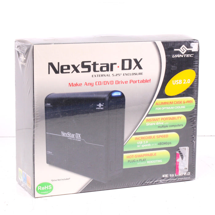 Vantec NexStar DX NST-530U2 5.25" IDE to USB 2.0 External Optical Drive Enclosure [BRAND NEW]-Hard Drive Enclosures & Mounts-SpenCertified-vintage-refurbished-electronics