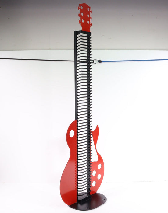 Vintage 49" Red and Black Metal Guitar Shaped CD Rack Holder Organizer-CD Rack-SpenCertified-vintage-refurbished-electronics