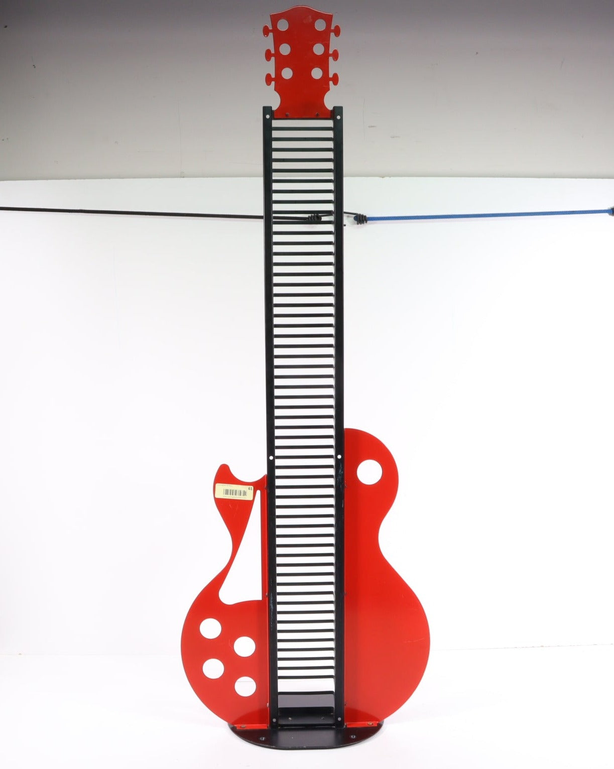Vintage 50" Red and Black Metal Guitar Shaped CD Rack Holder Organizer