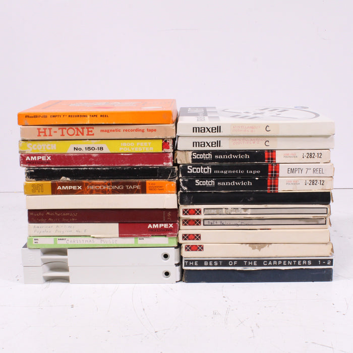 Vintage Reel-to-Reel Tape Lot Ampex, Maxell, Scotch, Robins, Hi-Tone & More (15 Reels)-Cassette Players & Recorders-SpenCertified-vintage-refurbished-electronics