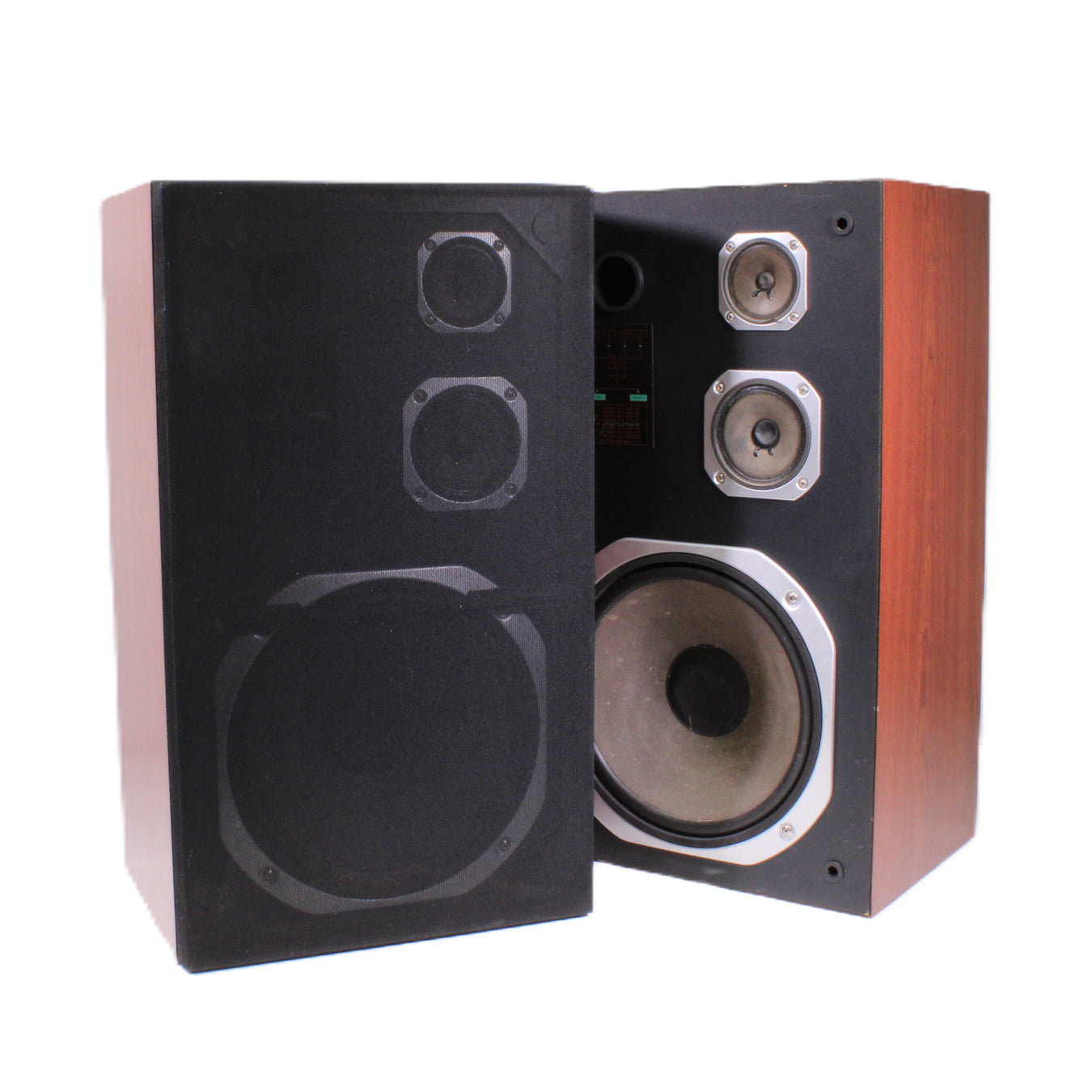 Vintage Three-Way Bass Reflex Floor Stereo Speaker Pair Walnut Finish-Speakers-SpenCertified-vintage-refurbished-electronics