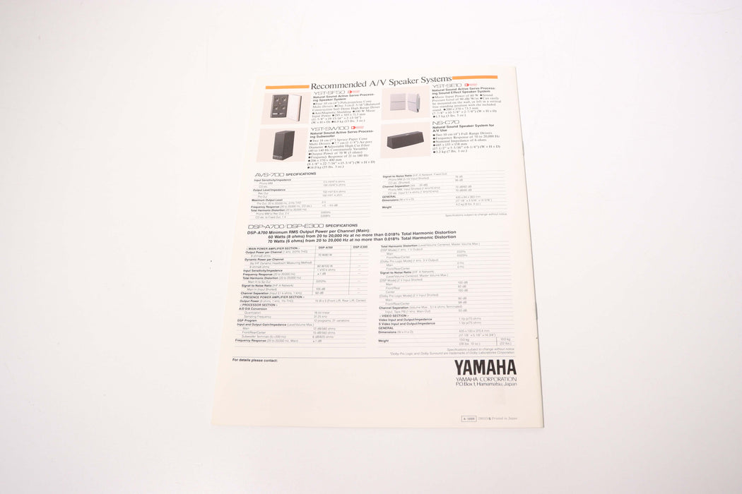 Yamaha AVS-700 Natural Sound AV Selector-Recorder Parts-SpenCertified-vintage-refurbished-electronics