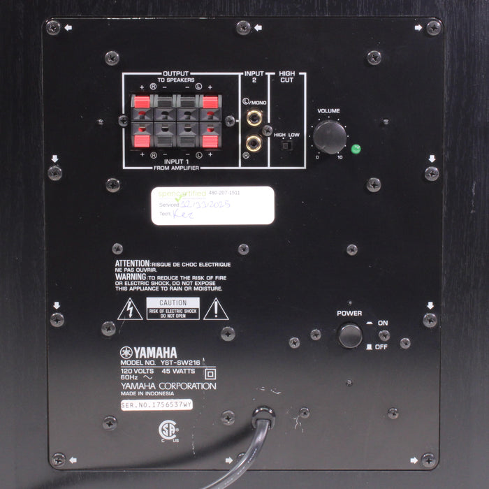 Yamaha YST-SW216 Powered Subwoofer 100W Advanced YST II (2008)-Speakers-SpenCertified-vintage-refurbished-electronics