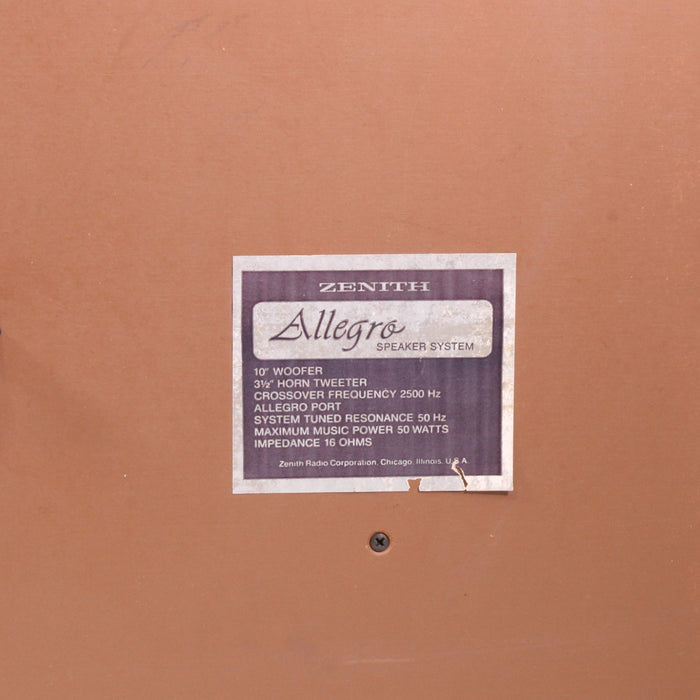 Zenith Allegro Vintage 2-Way Floor Woodgrain Speakers Pair-Speakers-SpenCertified-vintage-refurbished-electronics