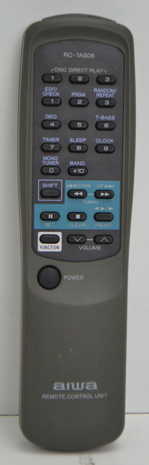 AIWA RC-7AS06 Music System CD Player Radio Remote Control for CX-NA30 CX-NA303 CX-NA505 CX-NA508 NSXA30-Remote-SpenCertified-refurbished-vintage-electonics