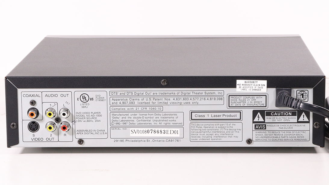 APEX AD-1000 Disc DVD/CD/Player MP3 (With Remote/Manuel/Box)