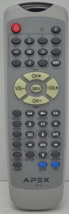 APEX - UK1A - DVD Player and TV - Remote Control-Remote-SpenCertified-refurbished-vintage-electonics