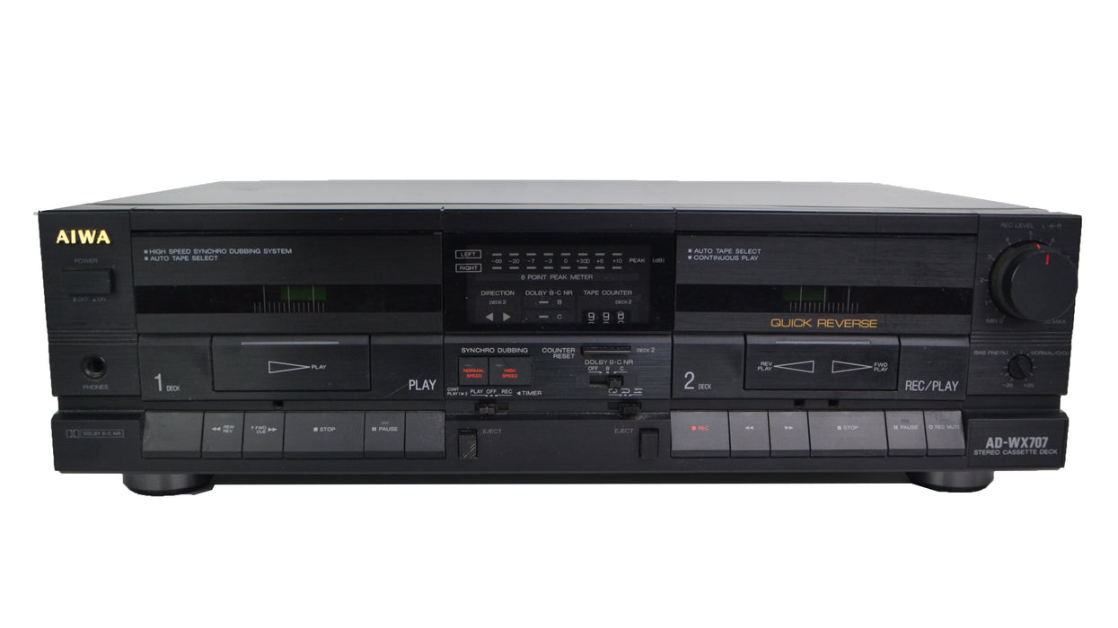 Aiwa AD-WX707 Dual Cassette Deck Dubbing Machine-Electronics-SpenCertified-refurbished-vintage-electonics