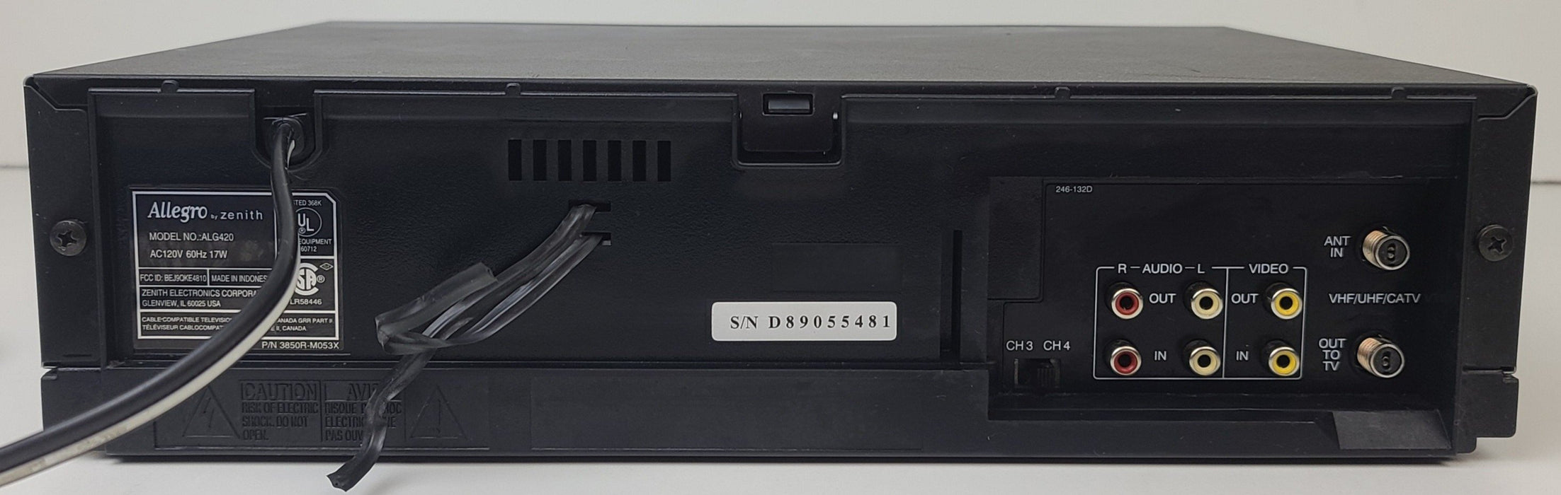 Allegro Zenith - ALG420 - VHS VCR Video Player-Electronics-SpenCertified-refurbished-vintage-electonics