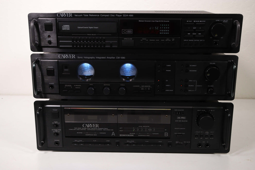 Carver Complete Rack System Bundle - CD Player + Cassette Player + Integrated Amp-Audio Amplifiers-SpenCertified-vintage-refurbished-electronics