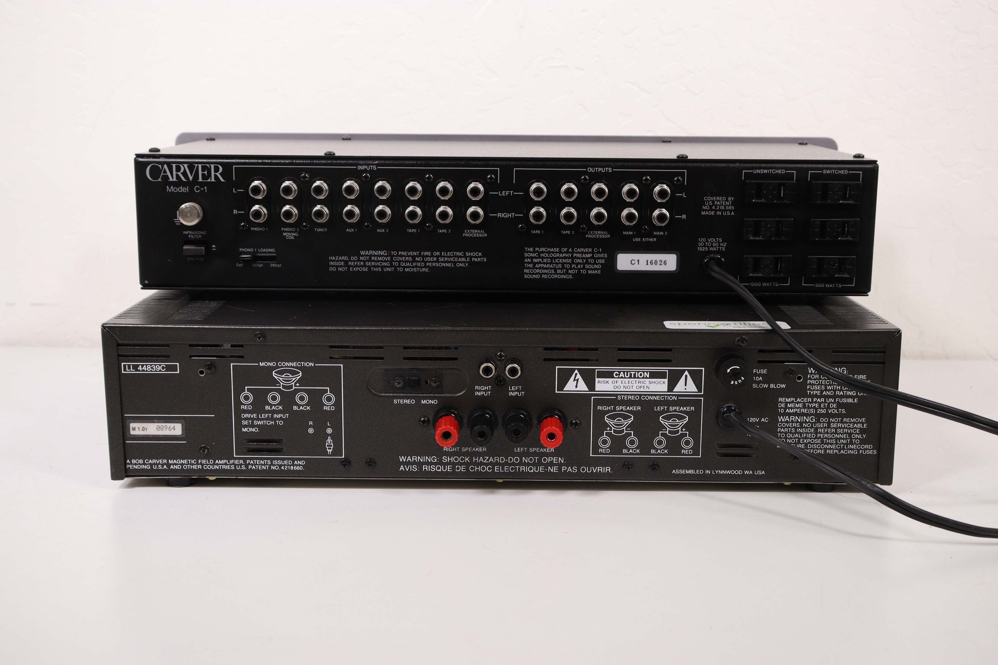 Carver Rack Carver Preamp Power Amp Combo Rack System C-1 M-1.0t Mono or Stereo ...