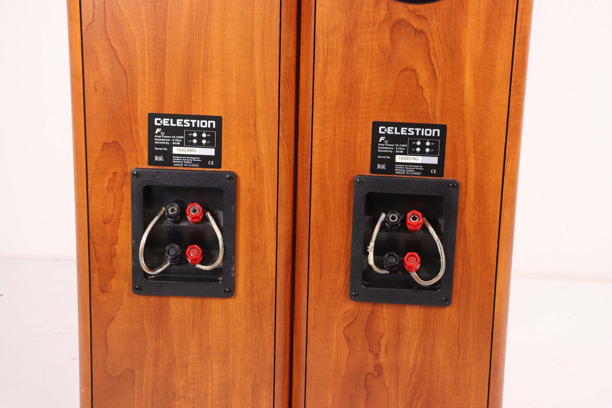 Celestion F30 Tower Speaker Pair Rear Port Brown Wood